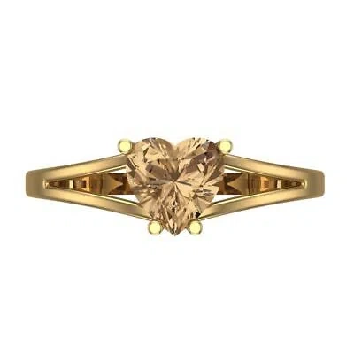 Pre-owned Pucci 1.50 Ct Heart Split Shank Statement Classic Lab Created Gem Ring 14k Yellow Gold