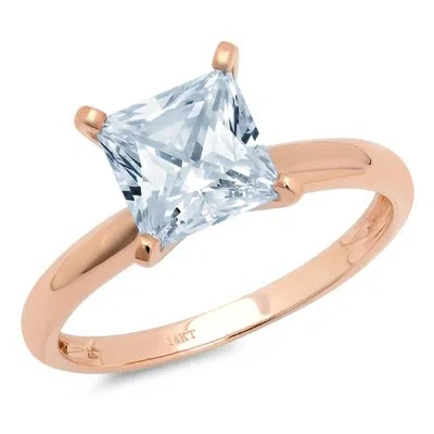 Pre-owned Pucci 1.50 Ct Princess Cut Sky Blue Topaz Wedding Bridal Promise Ring 14k Rose Gold In D