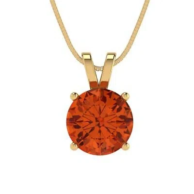 Pre-owned Pucci 1.50 Ct Round Cut Cz Vvs1 Red Designer Pendant 16" Chain Real 14k Yellow Gold