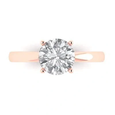 Pre-owned Pucci 1.50 Ct Round Cut Engagement Ring Prong Set 14k Rose Gold Simulated Diamond In Pink