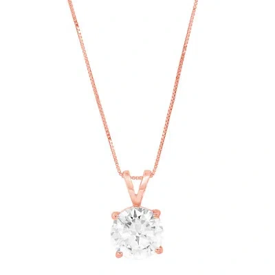 Pre-owned Pucci 1.50 Ct Round Cut Lab Created Moissanite Pendant 16" Chain 14k Pink Rose Gold