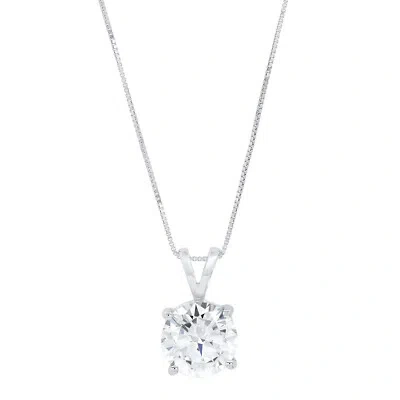 Pre-owned Pucci 1.50 Ct Round Cut Lab Created Moissanite Pendant 18" Chain Box 14k White Gold In D