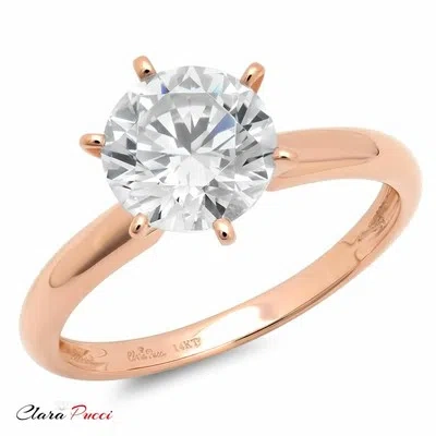 Pre-owned Pucci 1.50 Ct Brilliant Round Cut Solitaire Engagement Ring Real Solid 14k Rose Gold In White/colorless