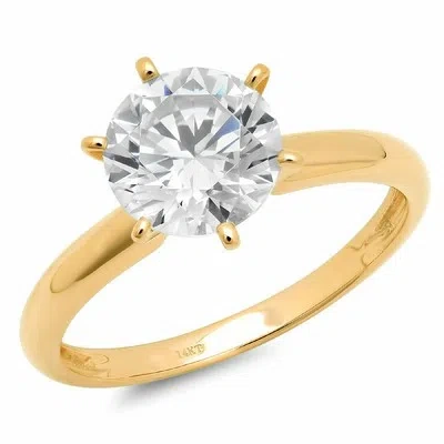 Pre-owned Pucci 1.50 Ct Brilliant Round Cut Solitaire Engagement Ring Real Solid 14k Yellow Gold In White/colorless