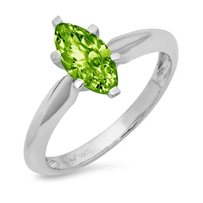 Pre-owned Pucci 1.50 Marquise Cut Natural Peridot Wedding Bridal Promise Ring 14k White Gold In Green