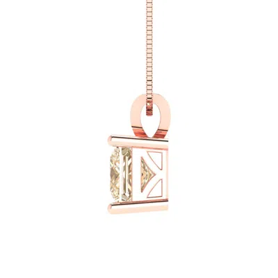 Pre-owned Pucci 1.50 Princess Cut Natural Morganite Pendant Necklace 16" Chain 14k Pink Gold In D