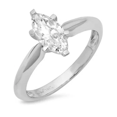Pre-owned Pucci 1.50ct Marquise Designer Statement Bridal Classic Ring 14k White Gold Moissanite In White/colorless