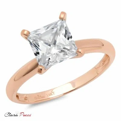Pre-owned Pucci 1.50ct Brilliant Princess Cut Vvs1 Solitaire Engagement Ring Solid 14k Rose Gold In D