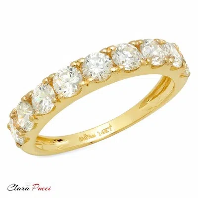 Pre-owned Pucci 1.50ct Pave Promise Bridal Wedding Engagement Band Ring Solid 14kt Yellow Gold In White/colorless