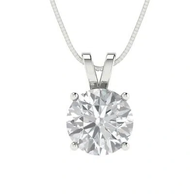 Pre-owned Pucci 1.50ct Round Cut Lab Created White Sapphire Pendant 18" Chain Box 14k White Gold