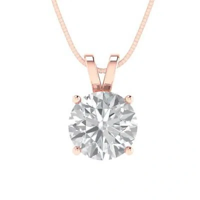 Pre-owned Pucci 1.50ct Round Cut Pendant Necklace 18" Chain 14k Rose Pink Gold Simulated Diamond