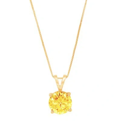 Pre-owned Pucci 1.50ct Round Cut Vvs1 Natural Citrine Pendant Necklace 18" Chain 14k Yellow Gold
