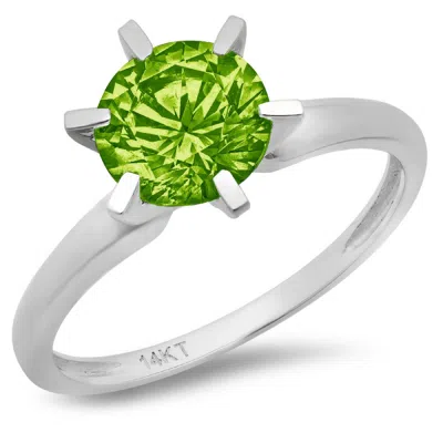 Pre-owned Pucci 1.50ct Round Cut Vvs1 Natural Peridot Wedding Bridal Promise Ring 14k White Gold In Green