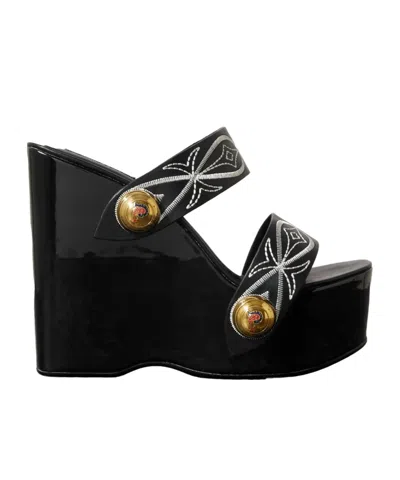 Pucci 150mm Goccia-embroidered Wedge Sandals In Black