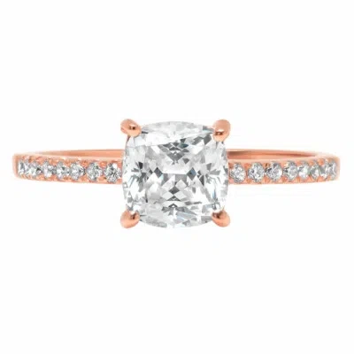 Pre-owned Pucci 1.56ct Cushion Round Simulated Diamond Engagement Accent Ring 14k Rose Gold