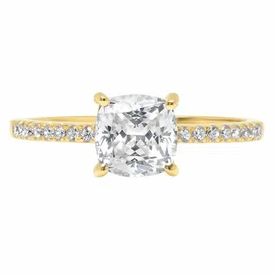 Pre-owned Pucci 1.56ct Cushion Round Simulated Diamond Engagement Accent Ring 14k Yellow Gold
