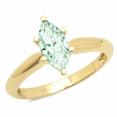 Pre-owned Pucci 1.5ct Marquise Designer Statement Classic Mint Green Ring Solid 14k Yellow Gold