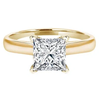 Pre-owned Pucci 1.5ct Princess Designer Statement Bridal Classic Ring 14k Yellow Gold Moissanite In White/colorless