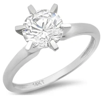 Pre-owned Pucci 1.5ct Round Cut Classic Simulated Engagement Promise Ring Solid 14k White Gold In White/colorless