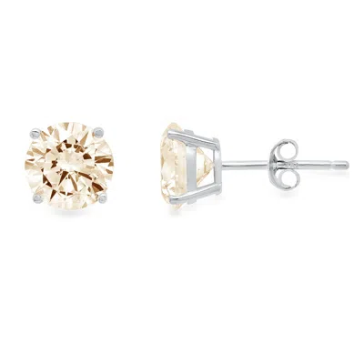 Pre-owned Pucci 1.5ct Round Cut Natural Morganite Stud Earrings Real 14k White Gold Push Back In D