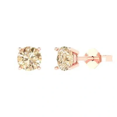 Pre-owned Pucci 1.5ct Round Real Morganite Classic Stud Earrings 14k Real Pink Gold Push Back
