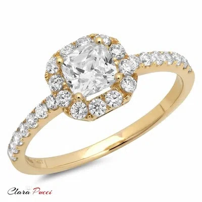 Pre-owned Pucci 1.60 Ct Engagement Ring Princess Cut Vvs1 Halo Solid 14k Yellow Gold Bridal Band In White/colorless