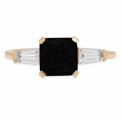 Pre-owned Pucci 1.62 Emerald 3 Stone Natural Onyx Modern Statement Ring Solid 14k Yellow Gold In D