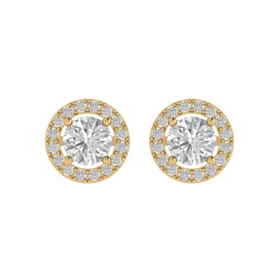 Pre-owned Pucci 1.65 Ct Round Brilliant Cut Solitaire Halo Stud Earrings Solid 14k Yellow Gold In D