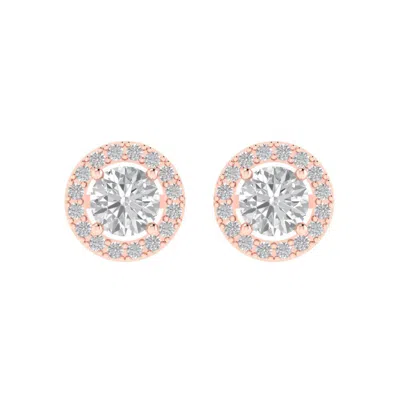Pre-owned Pucci 1.65ct Round Brilliant Cut Vvs1 Solitaire Halo Stud Earrings Solid 14k Rose Gold In D