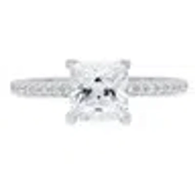 Pre-owned Pucci 1.66ct Princess Simulated Diamond Engagement Accent Classic Ring 14k White Gold In White/colorless
