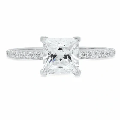 Pre-owned Pucci 1.66 Ct Princess Wedding Engagement Promise Bridal Solitaire Ring 14k White Gold In D