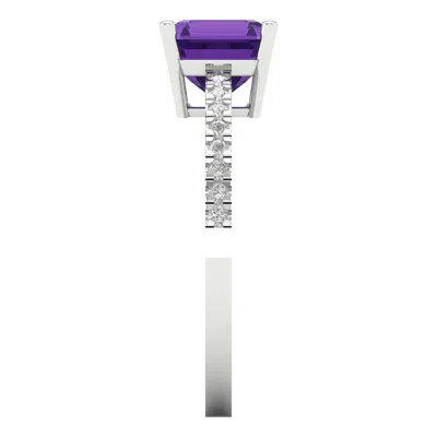 Pre-owned Pucci 1.66 Cushion Real Amethyst Modern Bridal Statement Designer Ring 14k White Gold