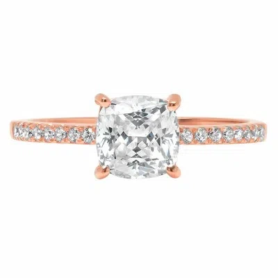 Pre-owned Pucci 1.66ct Cushion Round Simulated Diamond Engagement Accent Ring 14k Rose Gold In White/colorless