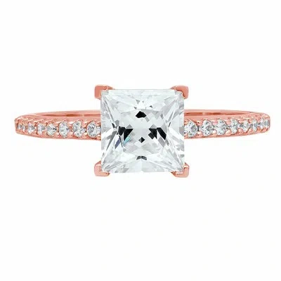 Pre-owned Pucci 1.66ct Princess Wedding Engagement Promise Bridal Solitaire Ring 14k Rose Gold In D