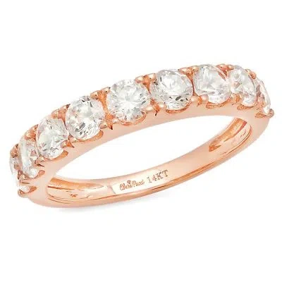 Pre-owned Pucci 1.6ct Round Simulated Diamond Stackable Petite Anniversary Band 14k Rose Gold In White/colorless