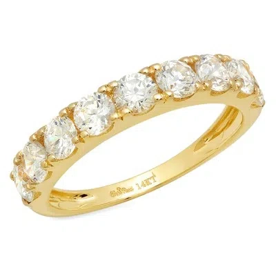 Pre-owned Pucci 1.6ct Round Simulated Diamond Stackable Petite Anniversary Band 14k Yellow Gold In White/colorless