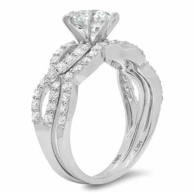 Pre-owned Pucci 1.6ct Round Cut Wedding Promise Engagement Bridal Ring Band Set 14k White Gold In White/colorless
