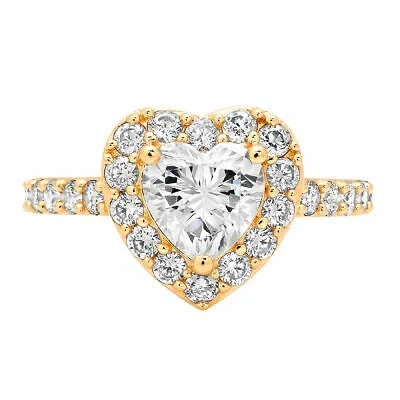 Pre-owned Pucci 1.75 Ct Heart Cut Lab Created Diamond Stone Real 14k Yellow Gold Halo Ring In G-h