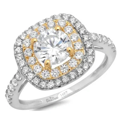 Pre-owned Pucci 1.75 Ct Round Halo Moissanite Promise Bridal Wedding Ring 14k White Yellow Gold In White/colorless