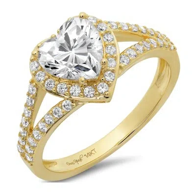 Pre-owned Pucci 1.75 Heart Split Shank Moissanite Classic Bridal Statement Ring 14k Yellow Gold In White/colorless