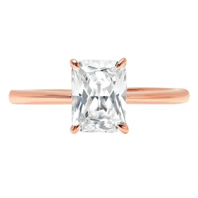 Pre-owned Pucci 1.75ct Radiant Synthetic Moissanite Wedding Bridal Promise Ring 14k Rose Gold In White/colorless