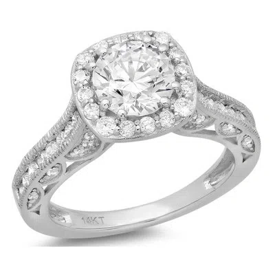 Pre-owned Pucci 1.75ct Round Simulated Diamond Halo Engagement Anniversary Ring 14k White Gold