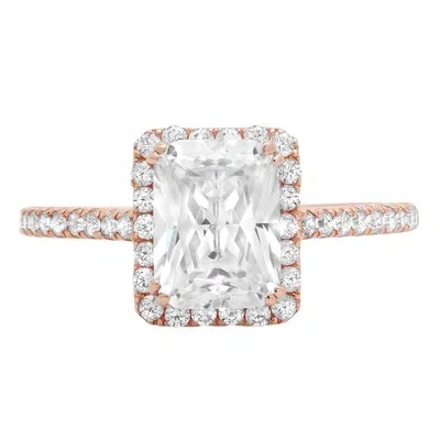 Pre-owned Pucci 1.78ct Emerald Cut Halo Wedding Promise Simulated Engagement Ring 14k Rose Gold In D