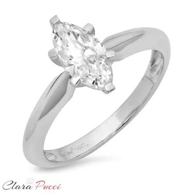 Pre-owned Pucci 1.7ct Marquise Cut Bridal Simulated Engagement Promise Ring 14k White Solid Gold In White/colorless