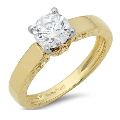 Pre-owned Pucci 1.7ct Round Classic Simulated Engagement Promise Ring 14k Two-tone Solid Gold In White/colorless