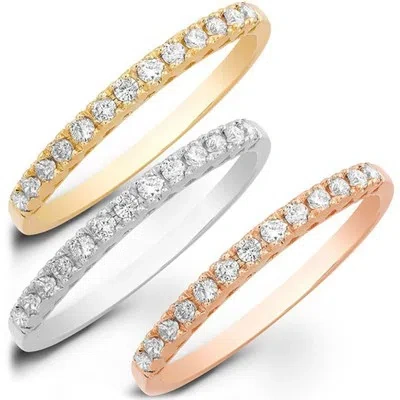 Pre-owned Pucci 1.7ct Round Simulated Diamond Stackable Petite Anniversary Band14k Tri Tone Gold In White/colorless