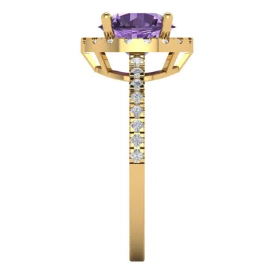 Pre-owned Pucci 1.8 Round Halo Alexandrite Stone Classic Bridal Statement Ring 14k Yellow Gold In D