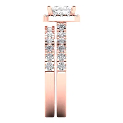Pre-owned Pucci 1.80ct Princess Cut Solitaire Halo Engagement Ring Band Set Solid 14k Rose Gold In White/colorless