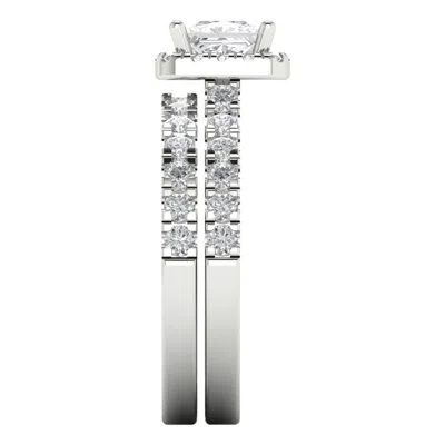 Pre-owned Pucci 1.80ct Princess Cut Solitaire Halo Engagement Ring Band Set Solid 14k White Gold In White/colorless