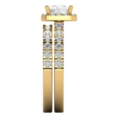 Pre-owned Pucci 1.80ct Princess Cut Vvs1 Solitaire Halo Engagement Ring Band Set 14k Yellow Gold In White/colorless